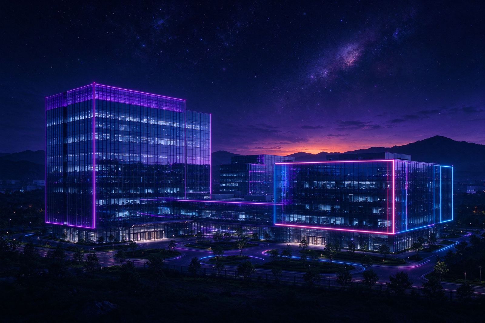 算力产业园区夜景